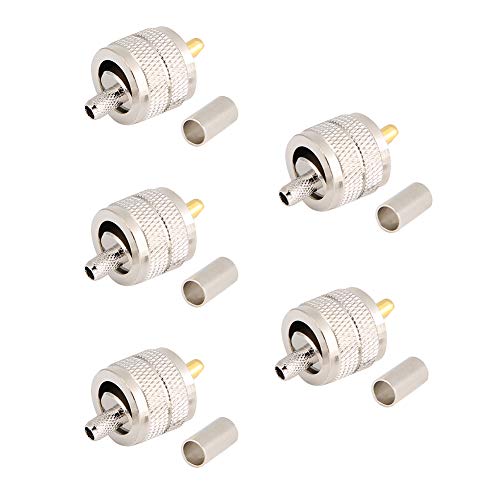 Hapivida PL259 UHF-Stecker, 5 Stück Stecker Crimp RF Stecker Stecker Crimp Koax-Adapter Für RG58 LMR195 von Hapivida