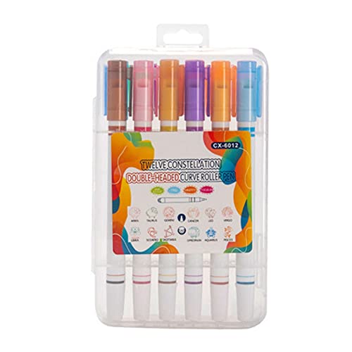 Happlignly 12 Konstellations-Textmarker-Set, 12 Verschiedene Formen, Doppelspitzen-Marker für Kinder, Schreibwaren, Schulbedarf von Happlignly