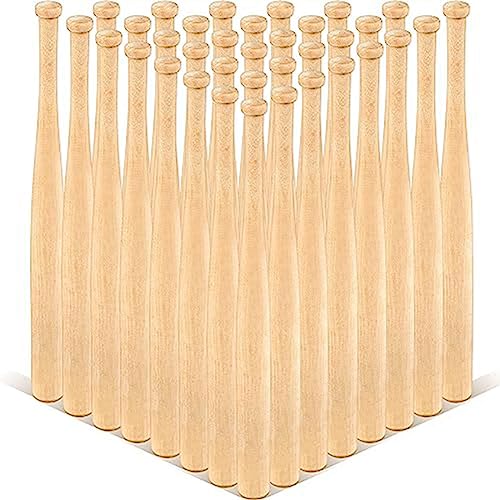 Happlignly Mini-Baseballschläger 17,8 cm, unlackiert, kleine Holzschläger unlackiert, zum Bemalen von Schlüsselanhängern, 36 Stück von Happlignly