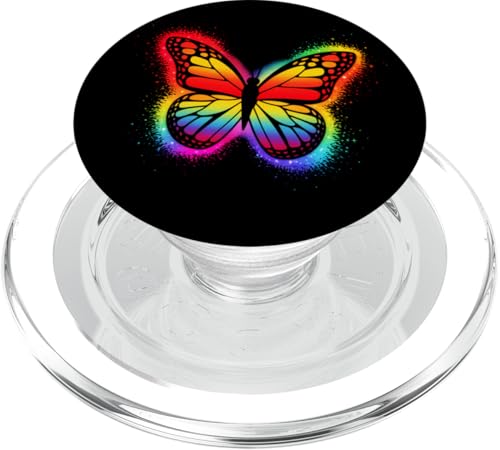 Niedlicher Schmetterling, bunte Regenbogenfarben mit Sternen PopSockets PopGrip für MagSafe von Happy Butterfly