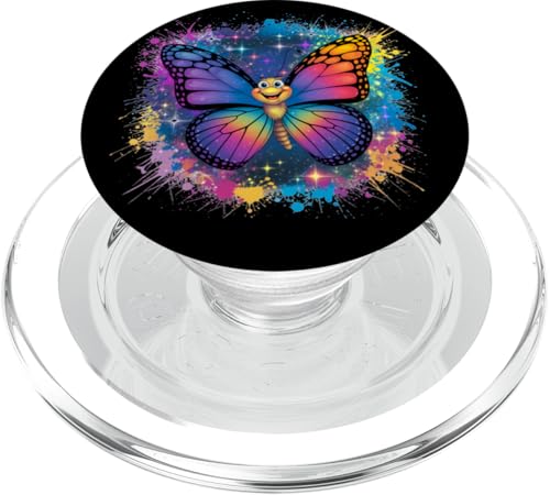 Niedlicher Schmetterling, bunte Regenbogenfarben mit Sternen PopSockets PopGrip für MagSafe von Happy Butterfly