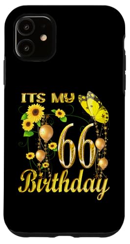 Hülle für iPhone 11 It's My 66th Birthday 66 Year Old Girl Sonnenblume Schmetterling von Happy Its My Cute Birthday Gifts & Tee-Shirt