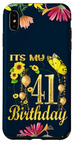 Hülle für iPhone XS Max It's My 41th Birthday 41 Year Old Girl Sonnenblume Schmetterling von Happy Its My Cute Birthday Gifts & Tee-Shirt