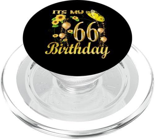 It's My 66th Birthday 66 Year Old Girl Sonnenblume Schmetterling PopSockets PopGrip für MagSafe von Happy Its My Cute Birthday Gifts & Tee-Shirt