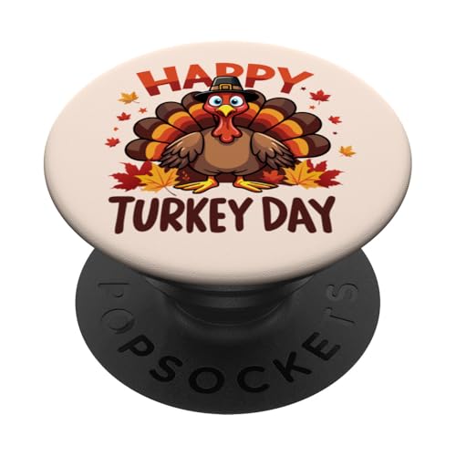 Alles Gute zum Truthahn-Tag, Erntedankfest, süße Truthahn-Pilgerkinder PopSockets Klebender PopGrip von Happy Turkey Day Thanksgiving Turkey Pilgrim tees