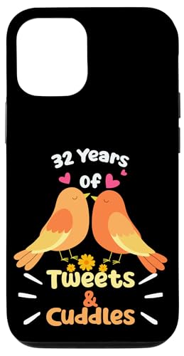 Hülle für iPhone 15 32. Hochzeitstag, 32 Jahre Glück, Vogelliebhaber von Happy Wedding Tee