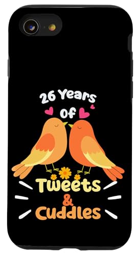 Hülle für iPhone SE (2020) / 7 / 8 26. Hochzeitstag 26 Jahre Glück Vogelliebhaber von Happy Wedding Tee