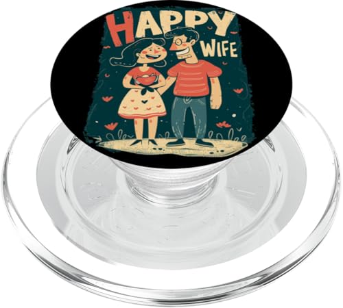 Niedliches Statement-Kostüm für die Hochzeit mit glücklicher Ehefrau PopSockets PopGrip für MagSafe von Happy Wife