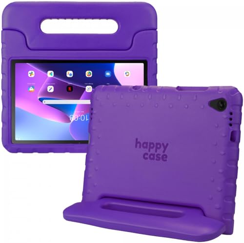 HappyCase Kinder Tablet Hülle Geeignet für Lenovo Tab M10 Plus/FHD Plus | Kinderfreundliche Hülle | Schutzhülle | Kinderhülle | mit Griff und Ständer | Lila von HappyCase