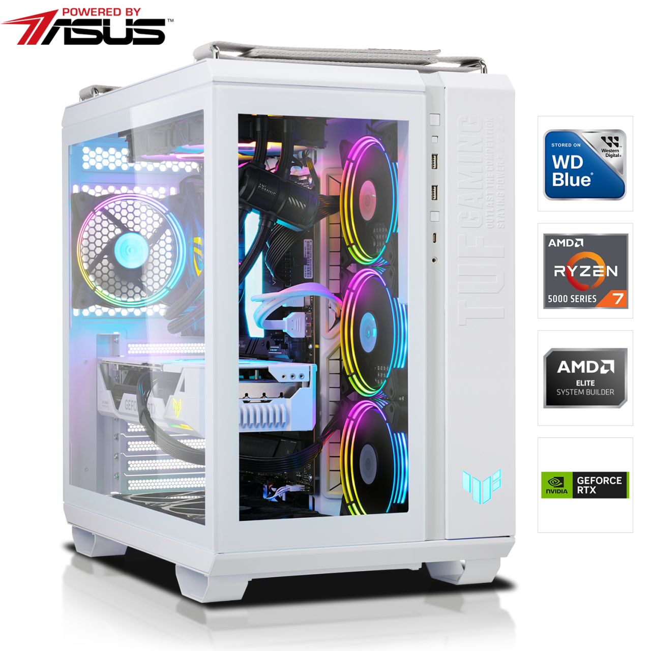 GAMING PC | AMD Ryzen 7 5700X 8x3.40GHz | 16GB DDR4 | RTX 3060 12GB | 1TB M.2 SSD - Powered by ASUS von HardwareHexe