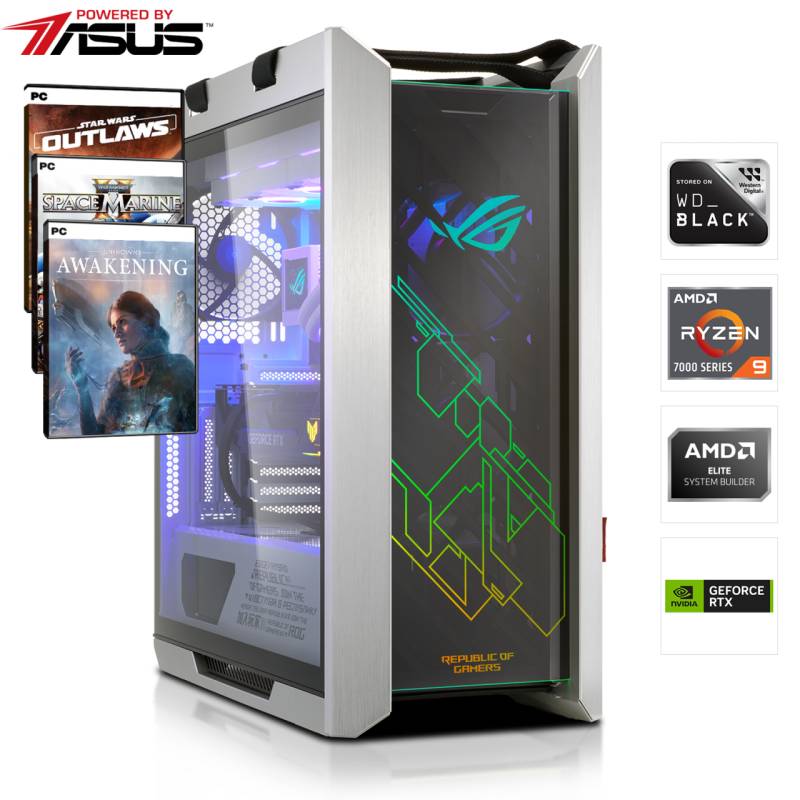 HIGH END GAMING PC | AMD Ryzen 9 7900X 12x4.70GHz | 32GB DDR5 | RTX 4070 Ti Super 16GB DLSS 3 | 2TB M.2 SSD - Powered by ASUS von HardwareHexe