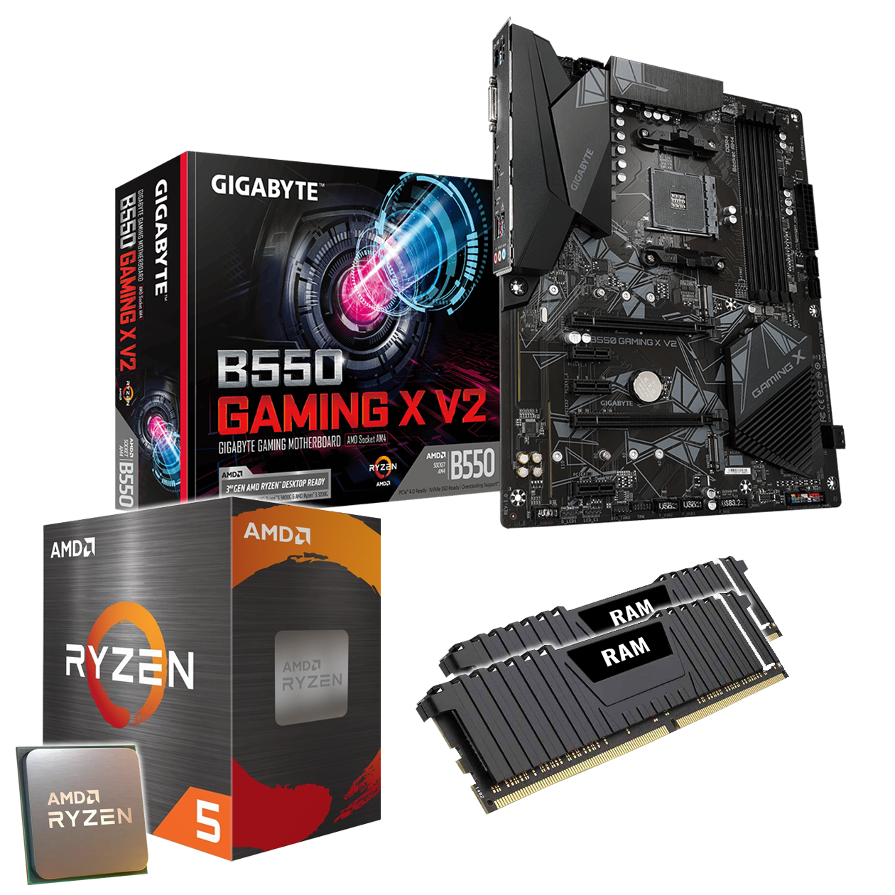 PC Aufrüstkit: GIGABYTE B550 Gaming X | AMD Ryzen 5 5600X 6x 3.70GHz | 16GB DDR4 von HardwareHexe