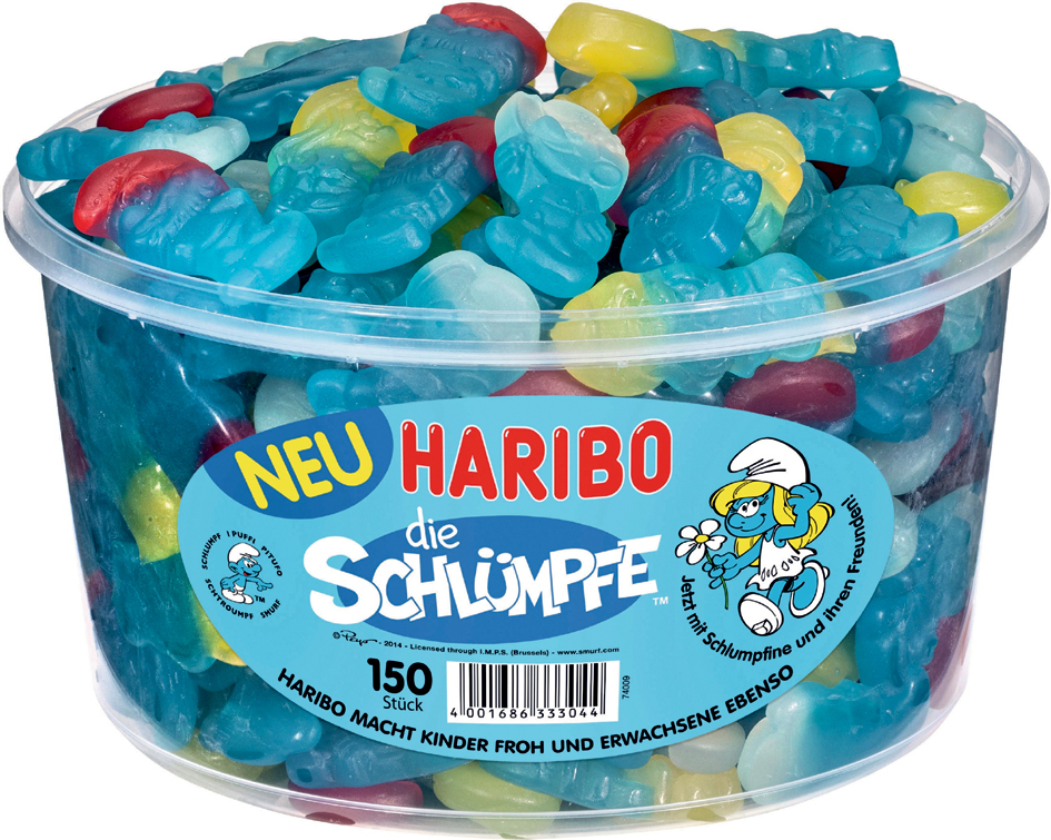 HARIBO Fruchtgummi SCHLÜMPFE, 150er Runddose von Haribo