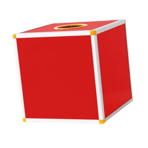 Harilla Glücksziehungsbox, quadratische Tombola-Ballspielbox, Abstimmungsbox, Tombola-Etui, Lotteriebox zum Sammeln von Spenden, Jahresversammlung, Alles Rot, 20x20x20cm von Harilla