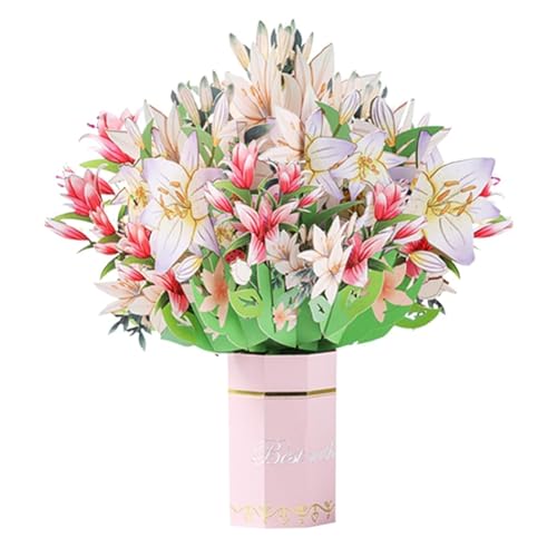 Haslbeck -Up-Muttertagskarten für Mama, Up-Blumenkarten Aus Papier, mit Blumen für Frauen mit Notizkarte und Umschlag, B von Haslbeck