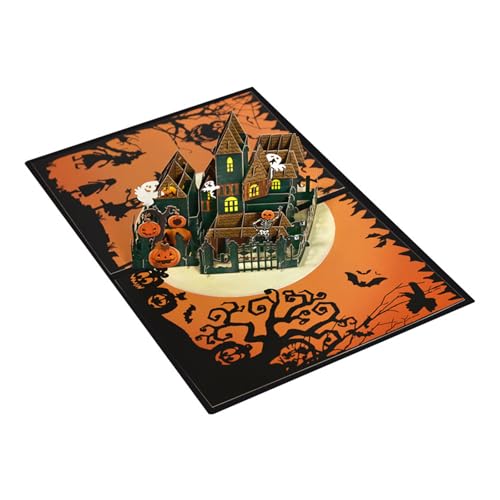 Aufwendige Halloween-Schlösser-Karte, 3D, faltbare Burgen-Karte für Halloween, Grußgeschenke für Freunde und Familie von Hattba