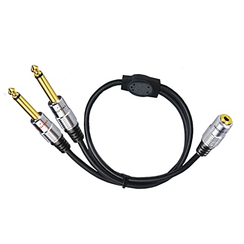 Hattba 1/4 auf 3,5 mm Kopfhörer-Adapter, 3,5 mm TRS-Stereo-Buchse auf 6,35 mm Stereo-Stecker, Y-Splitter, 0,5 m von Hattba