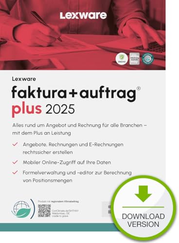 Lexware faktura+auftrag Plus 2025 (365 Tage) | Einfache Auftrags- u. Rechnungs-Software | PC Aktivierungscode per Email von Lexware