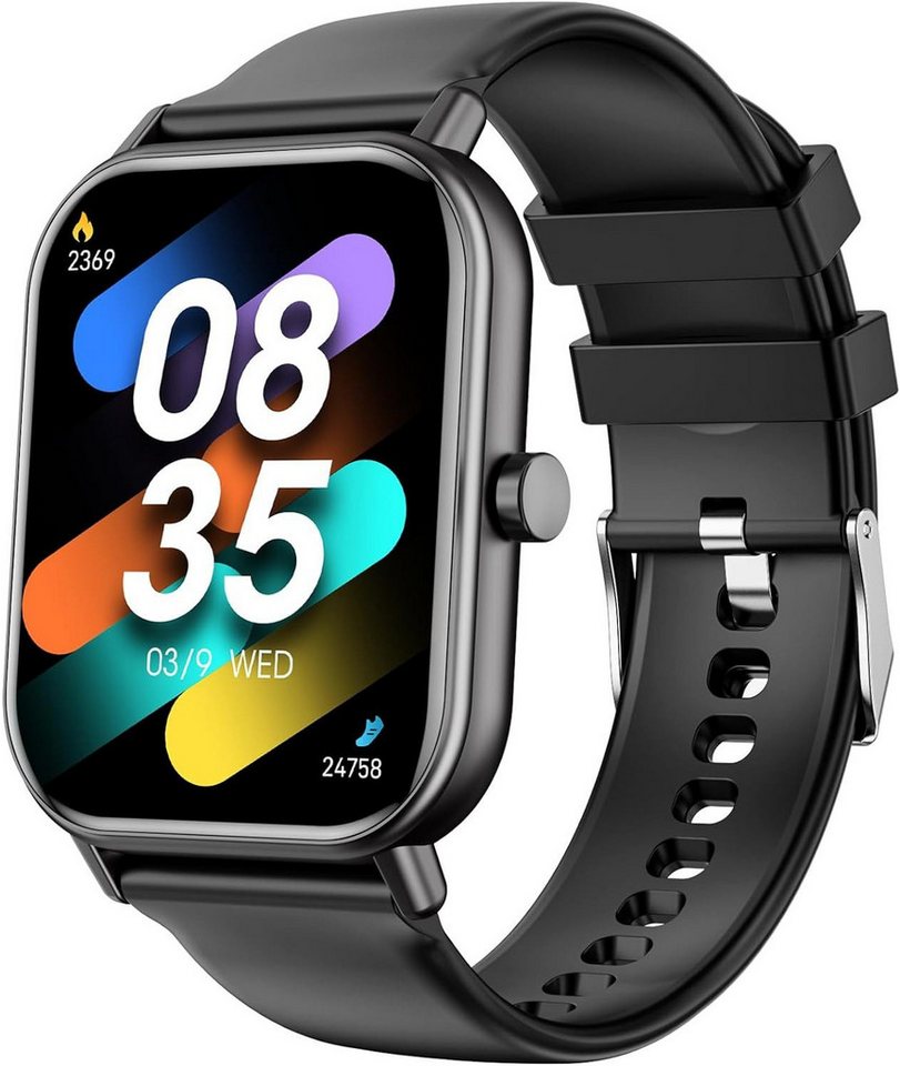 Haulvean Bluetooth-Anrufen IP67 wasserdicht Fitness-Tracker Bluetooth-Anrufen Smartwatch (1,85 Zoll, Android/iOS), mit 100 Sportmodi Schlafüberwachung, Schrittzähler, Herzfrequenzmesser von Haulvean