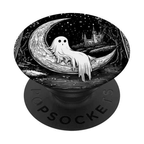 The Moon Tarotkarte Vintage Gothic Halloween Ghost PopSockets mit austauschbarem PopGrip von Haunted Hollow Art Designs