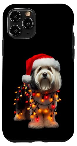 Hülle für iPhone 11 Pro Havaneser mit Weihnachtsmütze und Weihnachtsbeleuchtung Hundebesitzer Liebhaber von Havanese Christmas Products