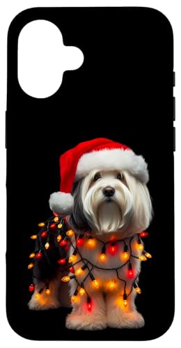 Hülle für iPhone 16 Havaneser mit Weihnachtsmütze und Weihnachtsbeleuchtung Hundebesitzer Liebhaber von Havanese Christmas Products