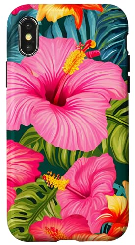 Hülle für iPhone X/XS Hawaiianischer Hibiskus, tropisches Blumendesign, tropischer Hibiskus von Hawaiin Hibiscus Gear