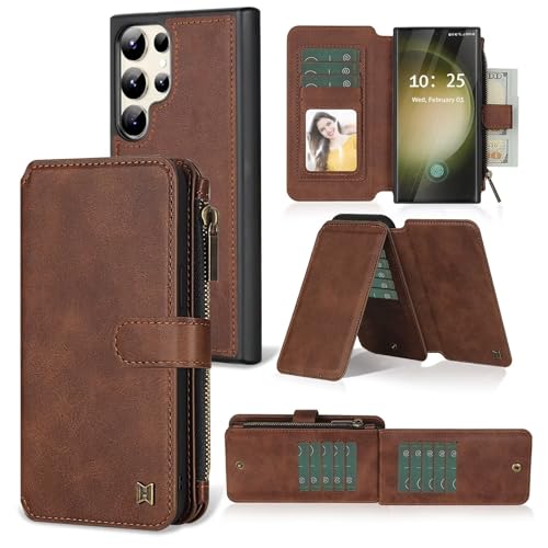 Haygdz Handyhülle für Samsung Galaxy A21S Hülle [Premium PU Leder] [Kartenfach] Handyhülle Lederhülle Kartenfach Flip Cover Tasche Magnet Standfunktion Klapphülle Case, Braun von Haygdz