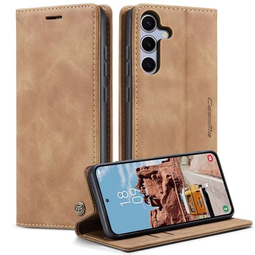 Haygdz Handyhülle für Samsung Galaxy S24 Plus Hülle, Premium Lederhülle Klappbar Flip Case Tasche Magnet Kartenfach Standfunktion Klapphülle stoßfest Schutzhülle für Samsung Galaxy S24 Plus - Braun von Haygdz