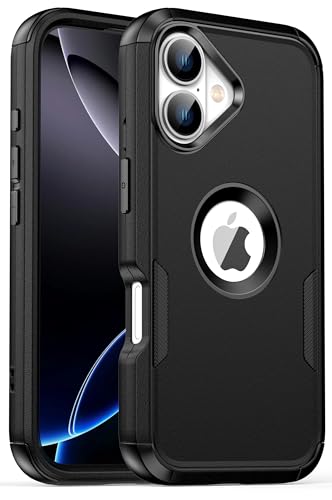 HayyaCase Schutzhülle für iPhone 16, robuster Schutz, stoßfeste Air-Guard-Ecken, 2 x Displayschutzfolien, vielseitiges Gürtelclip-Holster, robuste und langlebige Handyhülle für iPhone 16, dunkel von HayyaCase