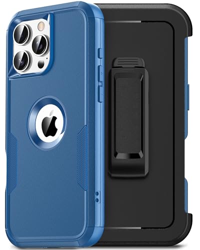 HayyaCase Schutzhülle für iPhone 16 Pro Max, robuster Schutz, stoßfeste Air-Guard-Ecken, 2 x Displayschutzfolien, vielseitiger Gürtelclip-Holster, robuste Handyhülle für iPhone 16 Pro Max, Blau von HayyaCase