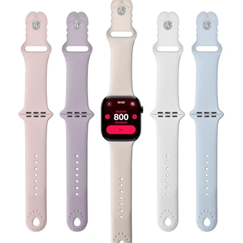 HdanMole 5 Stück Sport Armbänder kompatibel mit Apple Watch Armband 49mm 46mm 45mm 44mm 42mm 41mm 40mm 38mm, Silikon Armband Ersatz für iWatch SE Series 10 9 8 7 6 5 4 3 2 1 Herren Damen von HdanMole