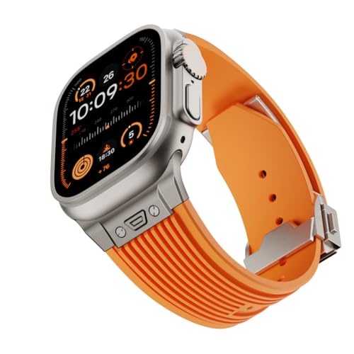 HdanMole Sport Armband Kompatibel mit Apple Watch Ultra 2 Armband 49mm 46mm 45mm 44mm 42mm, Outdoor Silikon Armbänder Ersatz für iWatch Ultra Serie 10 9 8 7 6 5 4 3 2 1 SE Herren Damen (Orange) von HdanMole