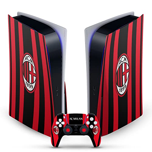 Head Case Designs Offizielle AC Milan Home 2021/22 Crest Kit Vinyl Frontplatte Haut Gaming Aufkleber Abziehbild kompatibel mit Sony Playstation 5 PS5 Disc Edition Console & DualSense Controller von Head Case Designs