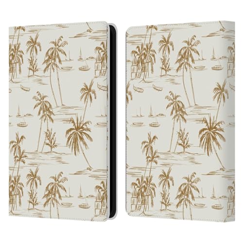 Head Case Designs Offizielle Anis Illustration Strandbeige Gold Muster Mischen Leder Brieftaschen Handyhülle Hülle Huelle kompatibel mit Kindle Paperwhite 5 (2021) von Head Case Designs