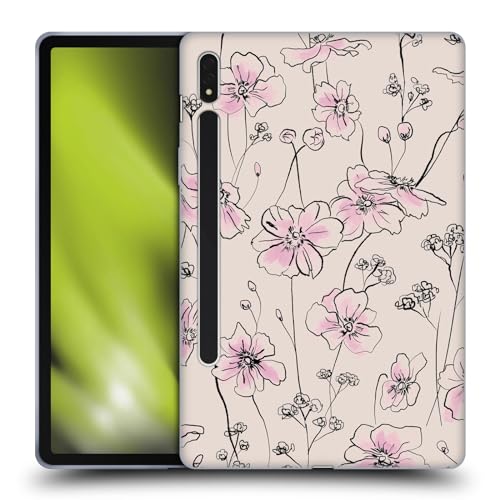 Head Case Designs Offizielle Anis Illustration Wilde Rosen Beige Rosa Blumenmuster Soft Gel Handyhülle Hülle kompatibel mit Samsung Galaxy Tab S8 von Head Case Designs