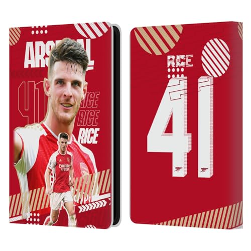 Head Case Designs Offizielle Arsenal FC Declan Rice 2023/24 Erstes Team Leder Brieftaschen Handyhülle Hülle Huelle kompatibel mit Kindle Paperwhite 5 (2021) von Head Case Designs