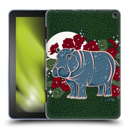 Head Case Designs Offizielle Cat Coquillette Nilpferd Und Usambaraveilchen Tropische Tierwelt Soft Gel Handyhülle Hülle kompatibel mit Fire HD 8/Fire HD 8 Plus 2020 von Head Case Designs