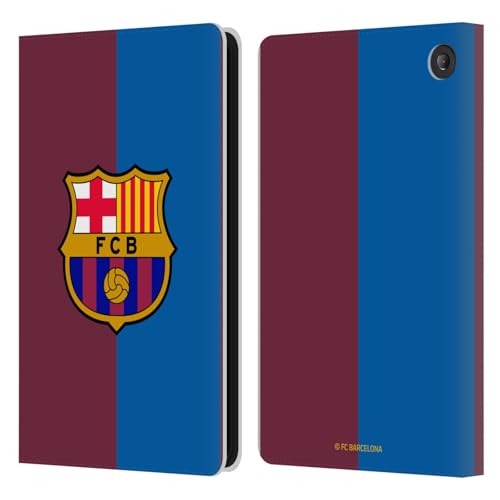 Head Case Designs Offizielle FC Barcelona Home 2024/25 Wappen-Set Leder Brieftaschen Handyhülle Hülle Huelle kompatibel mit Amazon Fire 7 2022 von Head Case Designs