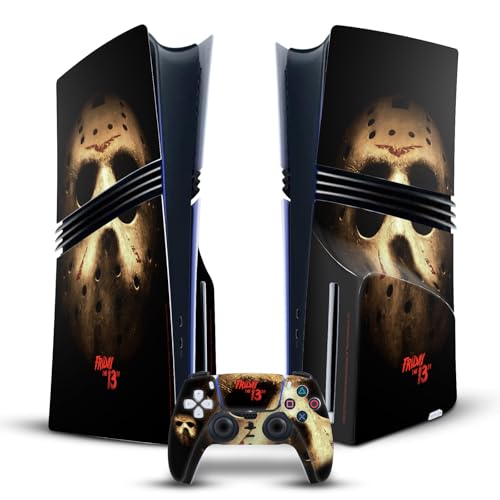 Head Case Designs Offizielle Friday the 13th 2009 Jason Voorhees Plakat Graphics Vinyl Haut Gaming Aufkleber Abziehbild kompatibel mit PlayStation 5 PS5 Pro Disc Edition Console & DualSense Controller von Head Case Designs