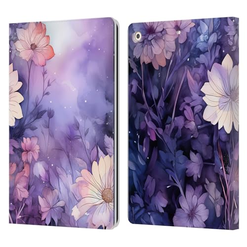 Head Case Designs Offizielle Haroulita Feenstaub Lila Blätter Und Blumen Leder Brieftaschen Handyhülle Hülle Huelle kompatibel mit Apple iPad 10.2 2019/2020/2021 von Head Case Designs