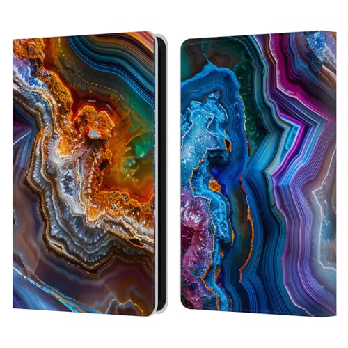 Head Case Designs Offizielle Haroulita Mehrfarbig Achate Leder Brieftaschen Handyhülle Hülle Huelle kompatibel mit Amazon Kindle 11th Gen 6in 2022 von Head Case Designs