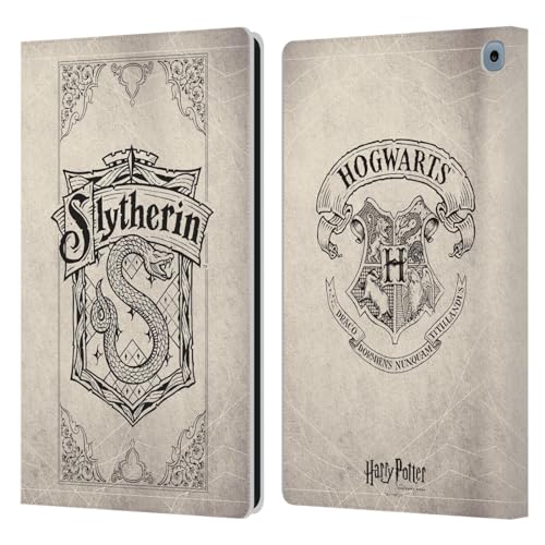 Head Case Designs Offizielle Harry Potter Slytherin Pergament Sorcerer's Stone I Leder Brieftaschen Handyhülle Hülle Huelle kompatibel mit Amazon Fire HD 10 / Plus 2021 von Head Case Designs