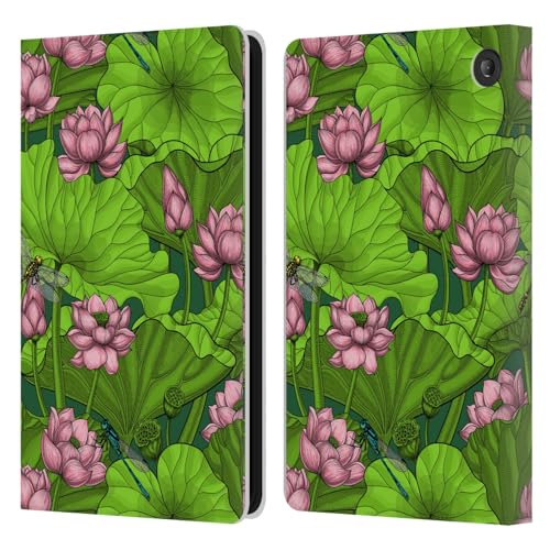 Head Case Designs Offizielle Katerina Kirilova Lotus Garten Grafiken Leder Brieftaschen Handyhülle Hülle Huelle kompatibel mit Amazon Fire 7 2022 von Head Case Designs