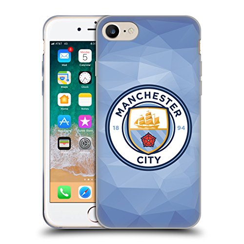 Head Case Designs Offizielle Manchester City Man City FC Blau vollfarbige Abzeichen Geometrisch Soft Gel Handyhülle Hülle kompatibel mit Apple iPhone 7/8 / SE 2020 & 2022 von Head Case Designs