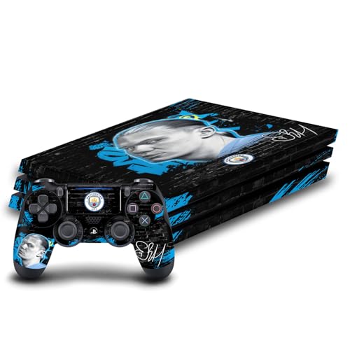 Head Case Designs Offizielle Manchester City Man City FC Erling Haaland Graffiti-Sammlung von Murwalls Vinyl Haut Gaming Aufkleber Abziehbild Abdeckung kompatibel mit PS4 Pro Console & DualShock 4 von Head Case Designs