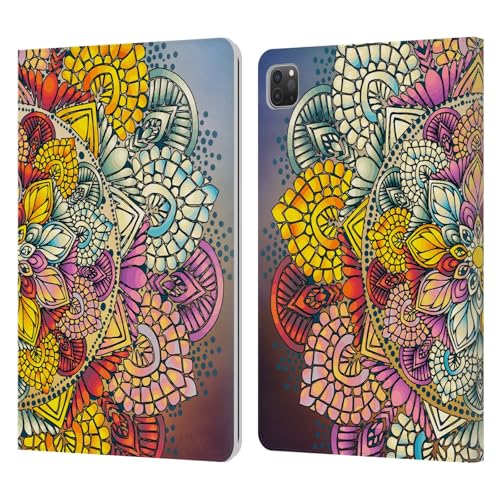 Head Case Designs Offizielle Mark Ashkenazi Mandala Blume Mehrfarbige Blumen Leder Brieftaschen Handyhülle Hülle Huelle kompatibel mit Apple iPad Pro 11 2020/2021 / 2022 von Head Case Designs