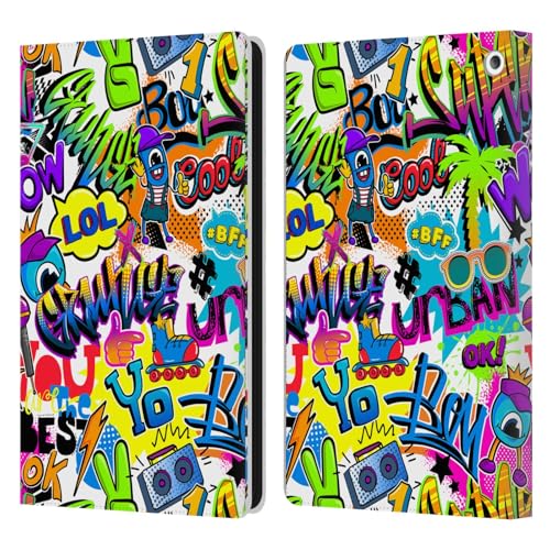 Head Case Designs Offizielle Mark Ashkenazi Tropisch Graffiti Leder Brieftaschen Handyhülle Hülle Huelle kompatibel mit Fire HD 8/Fire HD 8 Plus 2020 von Head Case Designs