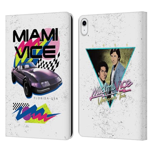 Head Case Designs Offizielle Miami Vice Auto Kunst Leder Brieftaschen Handyhülle Hülle Huelle kompatibel mit Apple iPad 10.9 (2022) von Head Case Designs