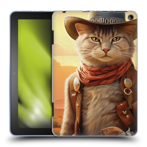 Head Case Designs Offizielle Michael David Ward Kitty Cowboy Tiere Soft Gel Handyhülle Hülle kompatibel mit Fire HD 8/Fire HD 8 Plus 2020 von Head Case Designs